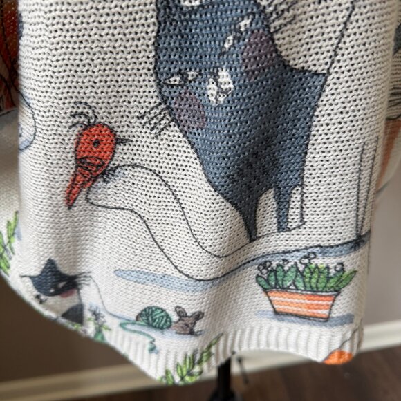 Made in Italy One-Size Cat Lovers Lightweight Dolman Sleeve Sweater - Picture 4 of 6